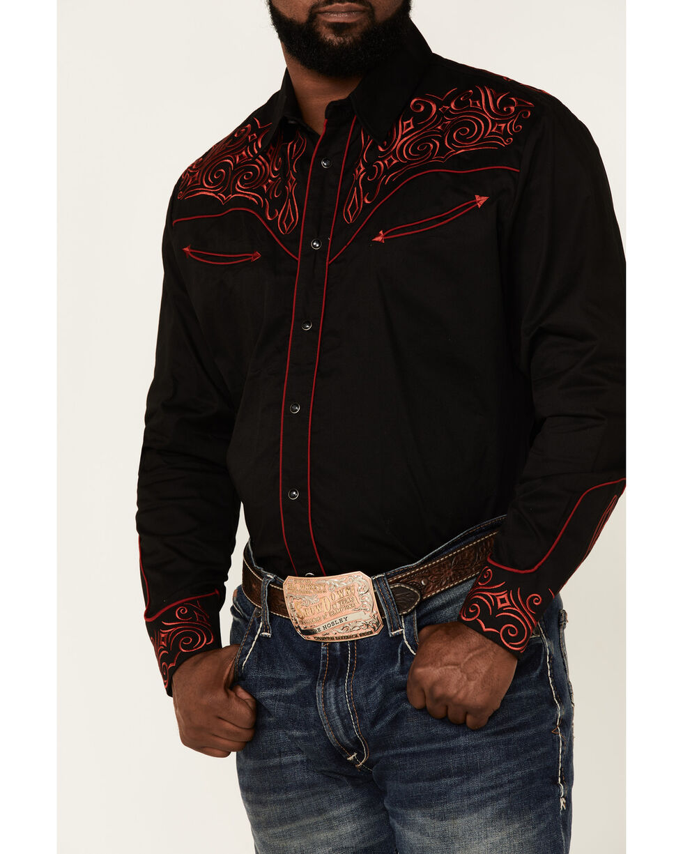STARR Heritage Embroidered Long Sleeve Western Snap Shirt SHC006 L BUR//BLK